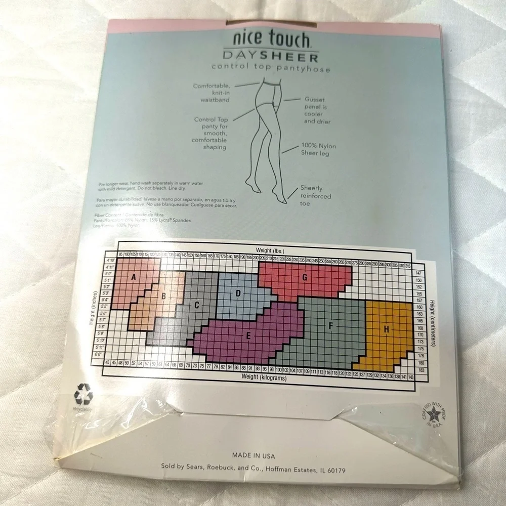 Nice Touch Control Top Reinforced Toe Day Sheer Pantyhose Hosiery Brown Size Reg
